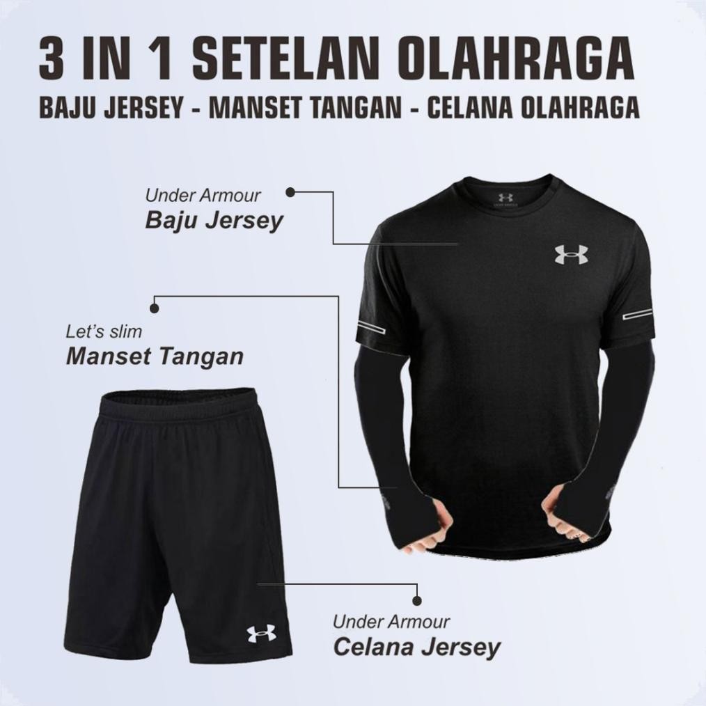 Paket Setelan Olahraga Pria Baju Futsal Kaos Olahraga Jersey Pria Celana Pendek Manset Tangan Lets S
