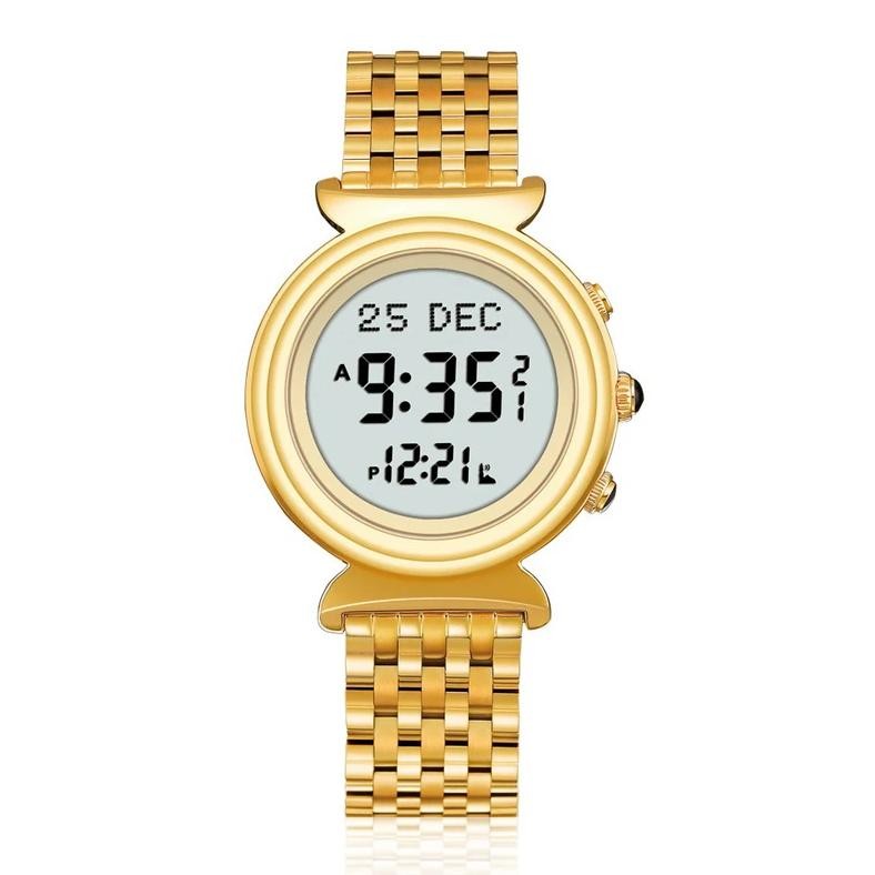 Al Harameen Fajr Time Watch With Azan And Qibla Direction Water Resistant Stainless Steel Islamic La