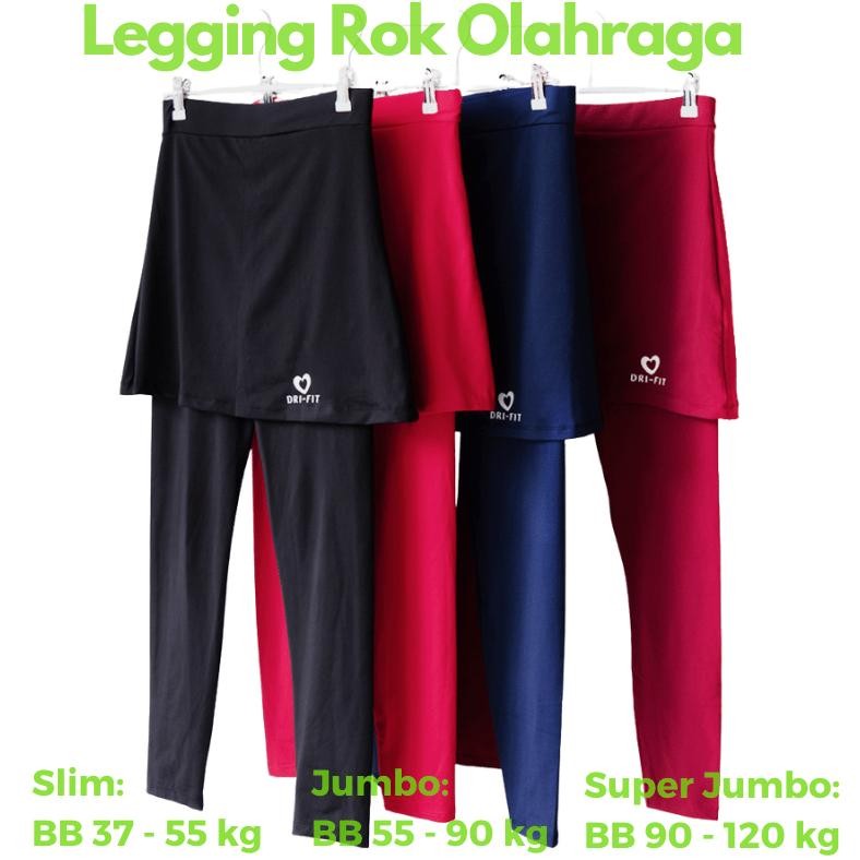 Celana Legging Rok Senam Zumba Olahraga Wanita Slim Super Jumbo Zumba Tenis Jogging Berenang Bersepe