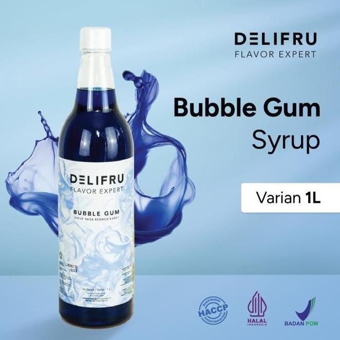 

(SALE) DELIFRU SYRUP BUBBLE GUM - SIRUP PERMEN KARET 1 LITER