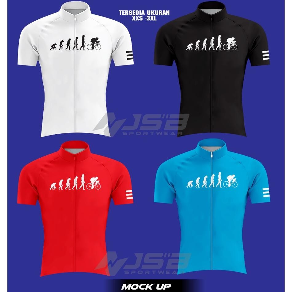 JERSEY SEPEDA ROADBIKE /LENGAN PENDEK/PAKAI KANTONG DAN RESLETING DESIGN EVOLUTION WARNA HITAM MERAH