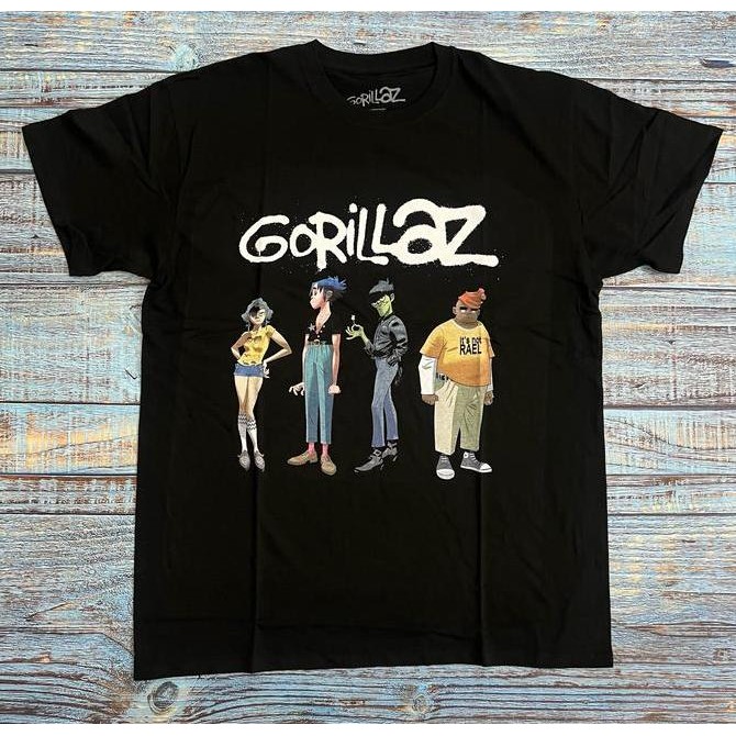 Promo Kaos T-Shirt Band Gorillaz - Spray Logo Group Official Merchandise