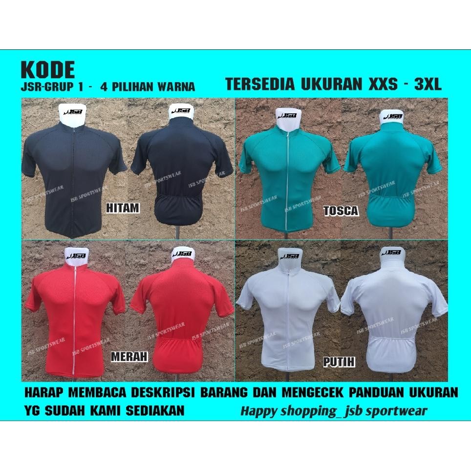 JERSEY SEPEDA ROADBIKE POLOSAN BAHAN DRYFIT FULL RESLETING DAN KANTONG BELAKANG WARNA HITAM  PUTIH M
