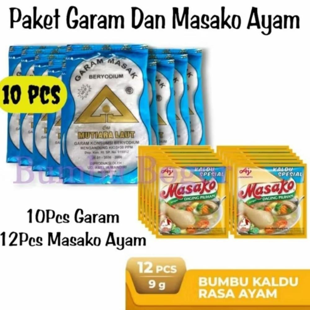 

(Terbaru) 10pcs Garam 100gr dan 12pcs Masako Ayam/Sapi (Terlaris)