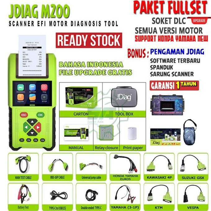 [ORIGINAL] SCANNER JDIAG M200 UNTUK SEMUA MOTOR PAKET UNIVERSAL OBDII ECU CO MOTOR INJEKSI M-200 SCA