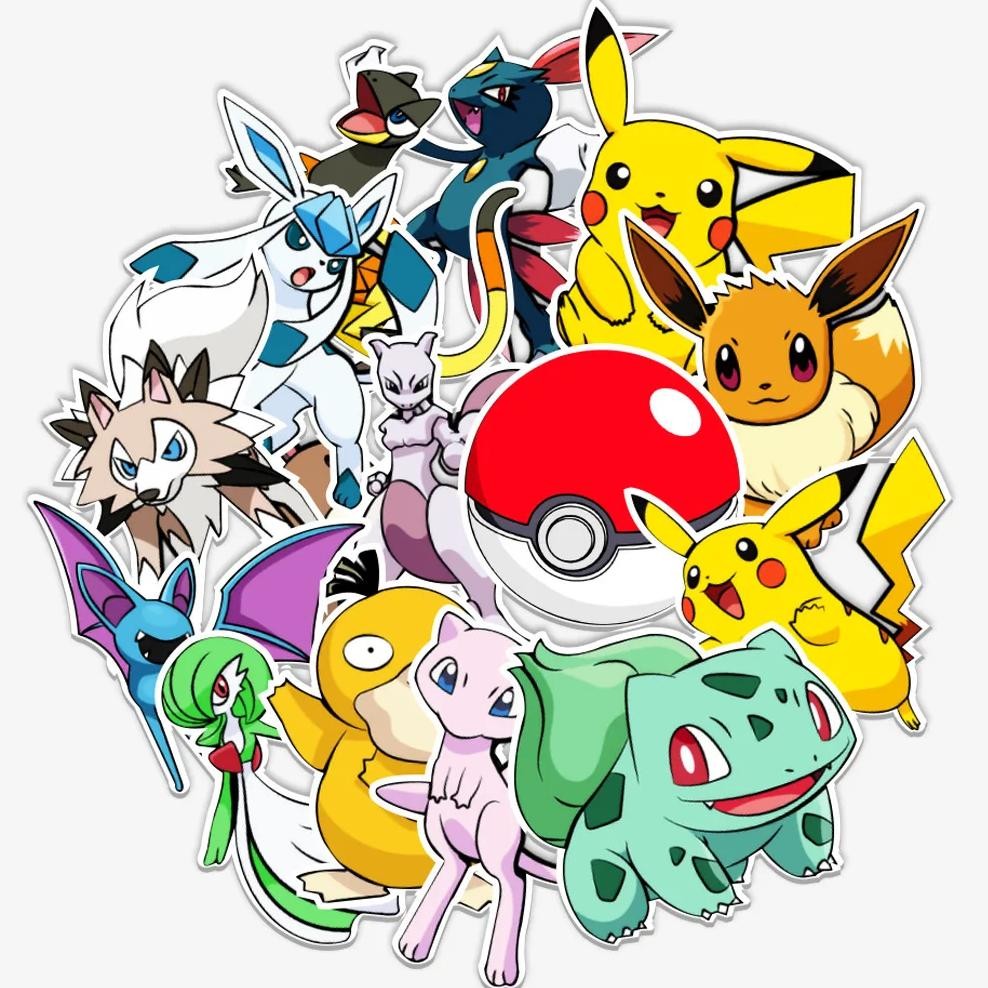 

50Pcs Pokemon Anime Stickers Pikachu Sticker Pack Waterproof Phone Case Cute Laptop Skin Kawaii Stationery Art Supplies