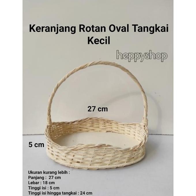 Open DS] Keranjang Rotan Oval Tangkai Kecil, Keranjang Parcel, Keranjang Buah