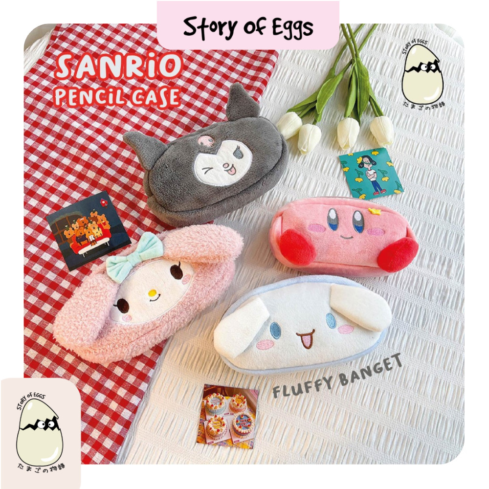 

Sanrio Fluffy Melody Cinnamon Kuromi and Cute Pencil Case Bulu l Kotak pensil besar Pouch Make Up