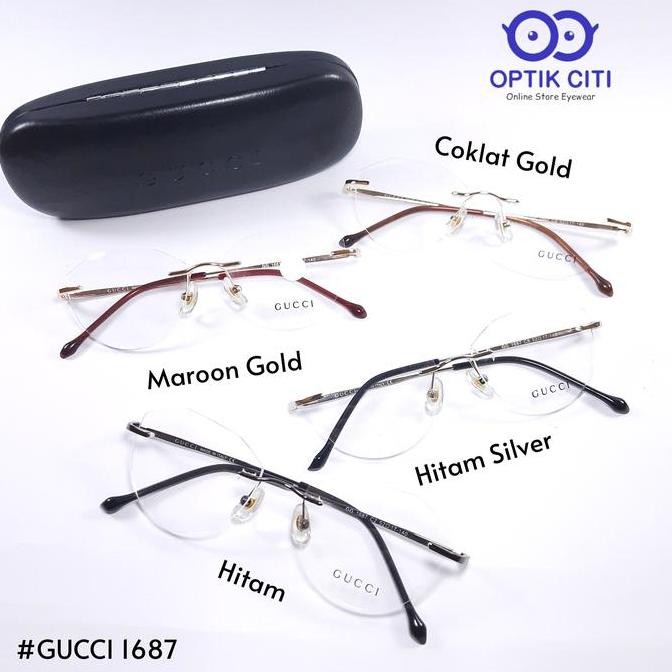 frame kacamata wanita guci 1687 Rimless Bor Stainless Steel