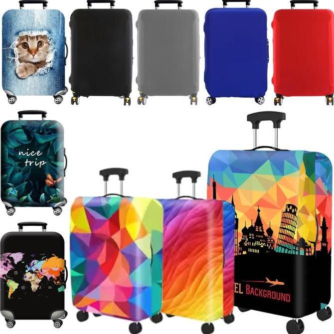 Cover Sarung Koper Travel Motif Polos Suitcase Size 18 20 22 24 26 28 30 32 Inch