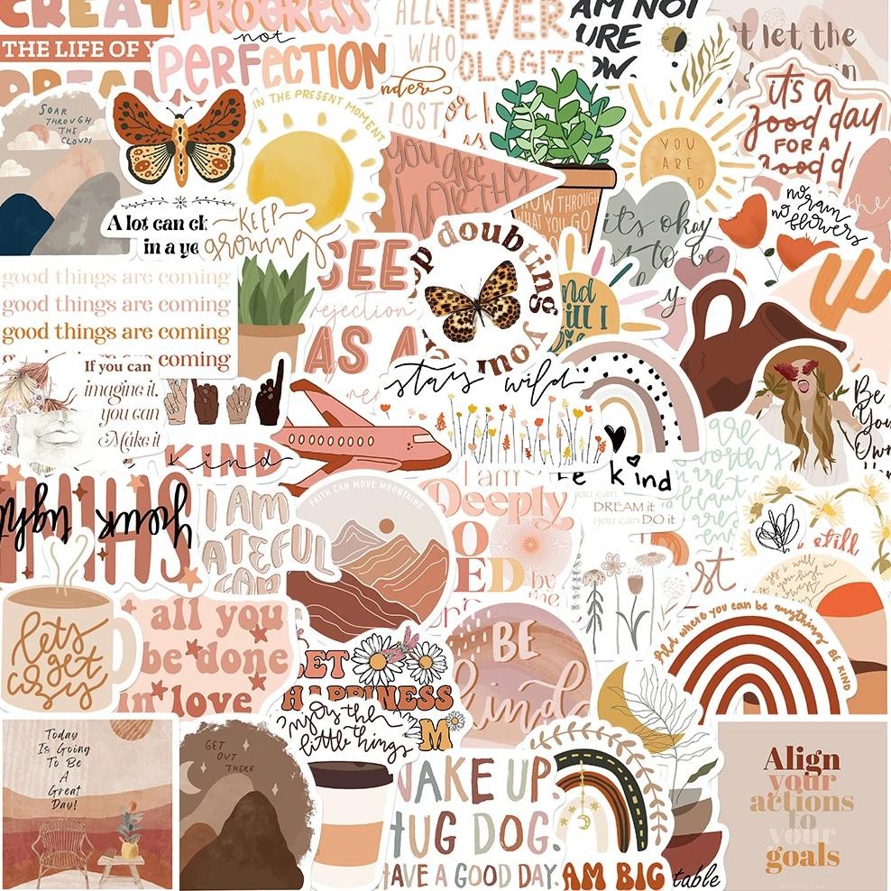 

50Pcs Boho Style Motivational Phrases Sticker Inspirational Life Come On Diy Study Room Scrapbooking Graffiti Decal Stickers