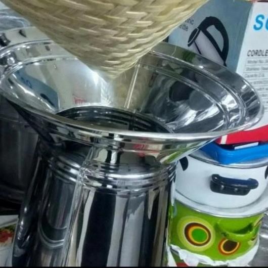 Seeng/Dandang Jadul Stainless +Tumpeng Dari Bambu