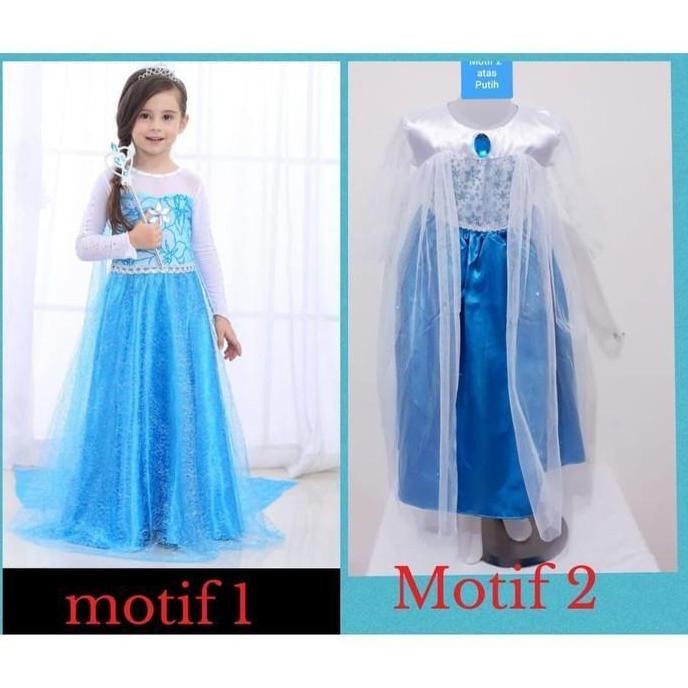 Baru.. Paket Lengkap 1 Set Dres Frozen Elsa - Gaun Anak Frozen + Aksesoris - Baju Pesta Frozen - Baj