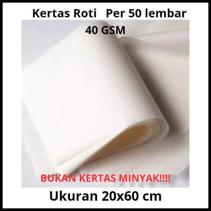 

20x60 cm 50 Lbr Kertas Roti Putih Wrapping Paper Bungkus Kado Kue