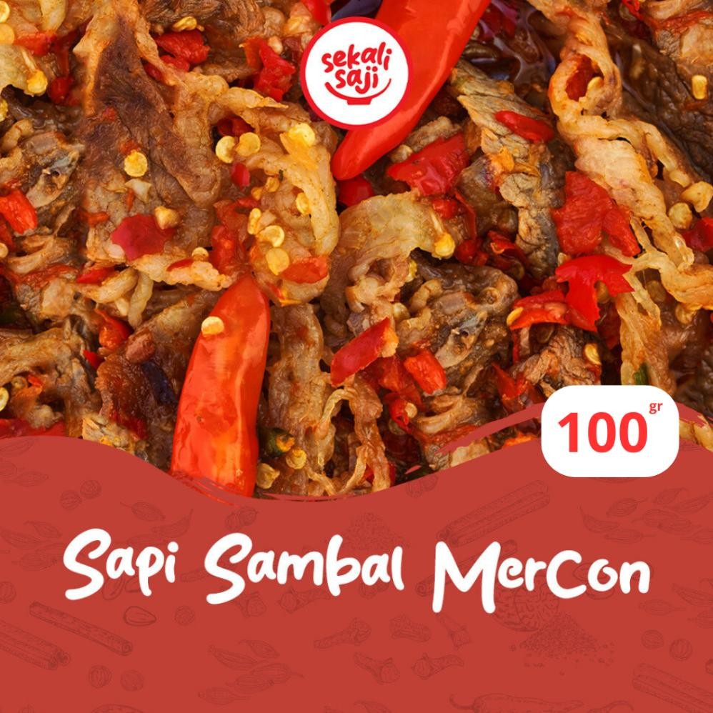 

SEKALI SAJI - Lauk Makan Sapi Sambal Mercon 100gr Makanan Siap Saji Lauk Instan Halal SekaliSaji