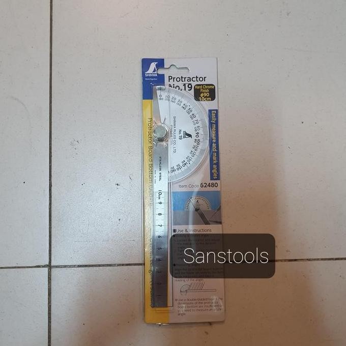 

Shinwa No. 19 penggaris mistar siku busur derajat protractor japan Ori