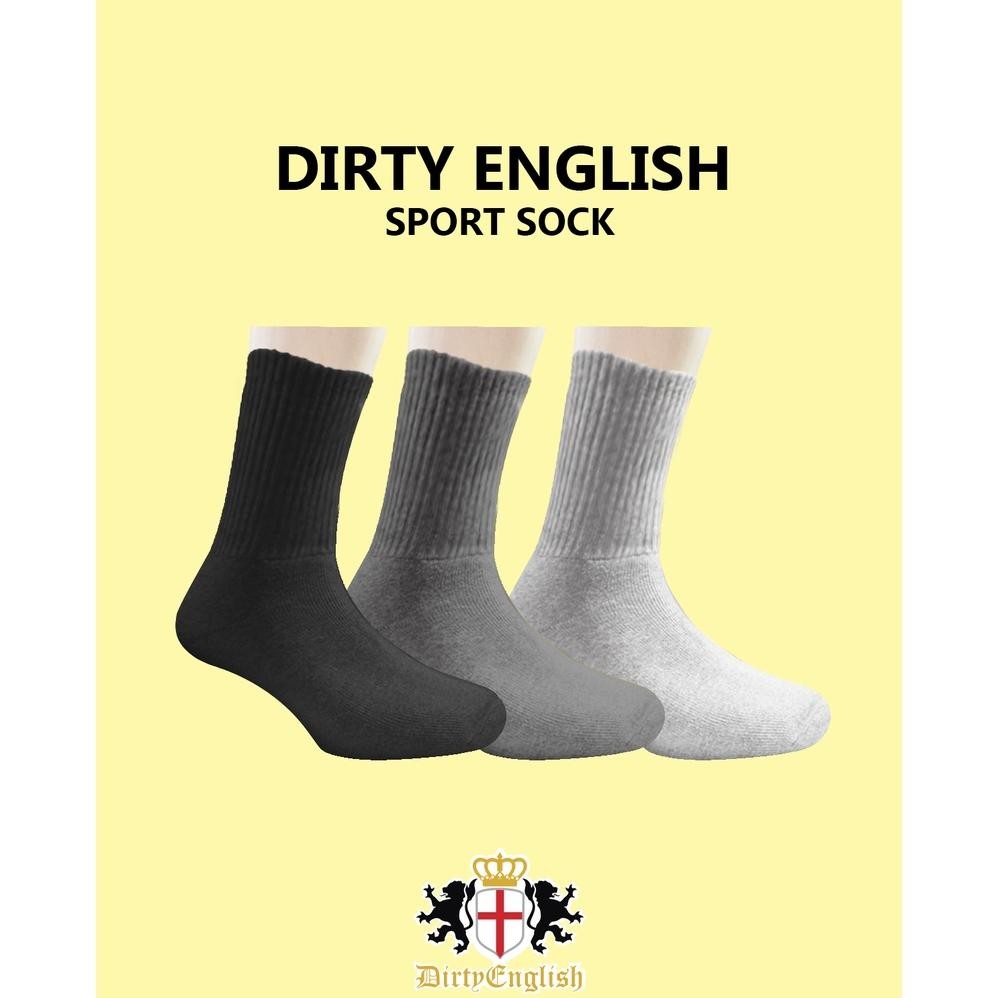 Promo DIRTY ENGLISH Men Sport Long Sock Anti Bacteria 3 Pairs Pack - Kaos Kaki Olahraga Panjang 3 Pa