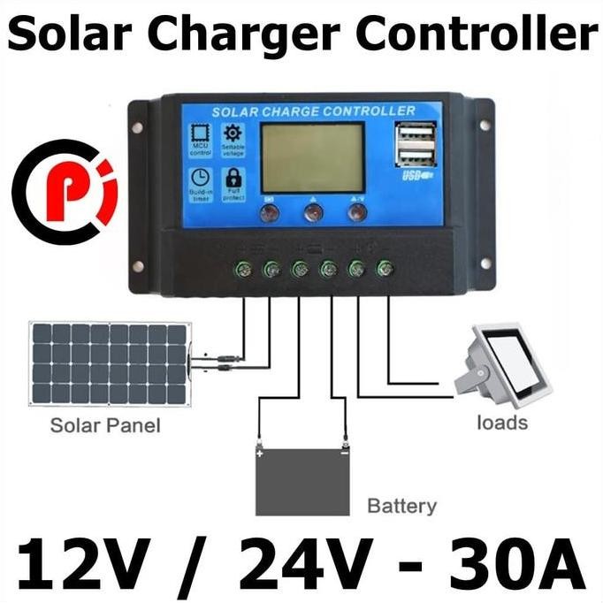 NEW.. SOLAR PANEL CHARGER CONTROLLER PANEL SURYA 30A 12V 24V CONTROL