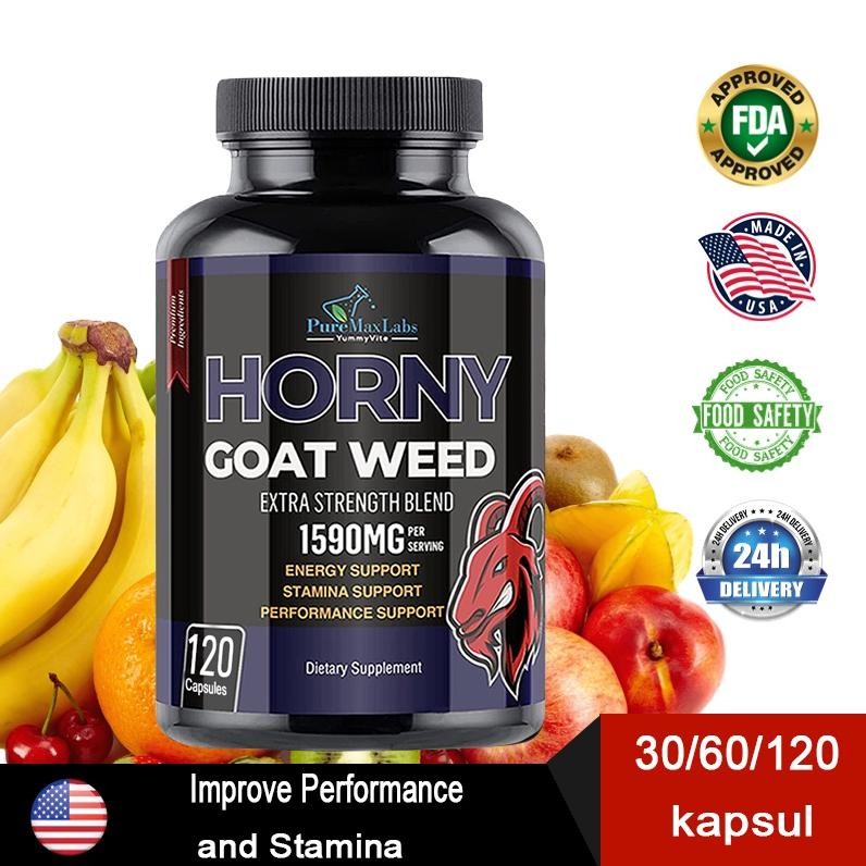 Imun Booster Impor Premium Horny Goat Weed Extract 1590Mg Energy Stamina Performance Support 120 Kap