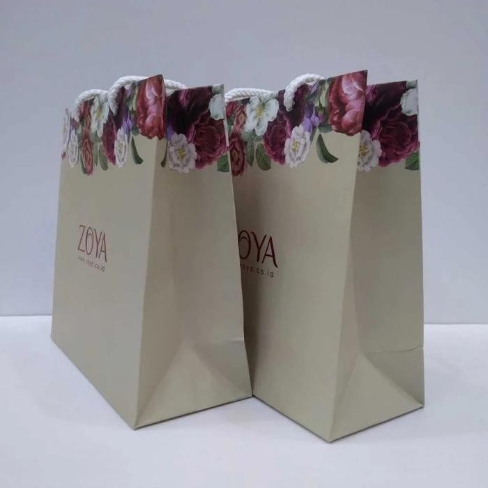 

RHS ZOYA Paper Bag Kecil Motif Rose - Packaging Kerudung Hijab Segiempat Packaging Busana - Bahan Art Carton