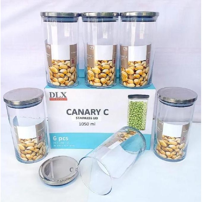Dlx Glass Storage Toples Kedap Udara Canary C 1050 Ml | Toples Beling
