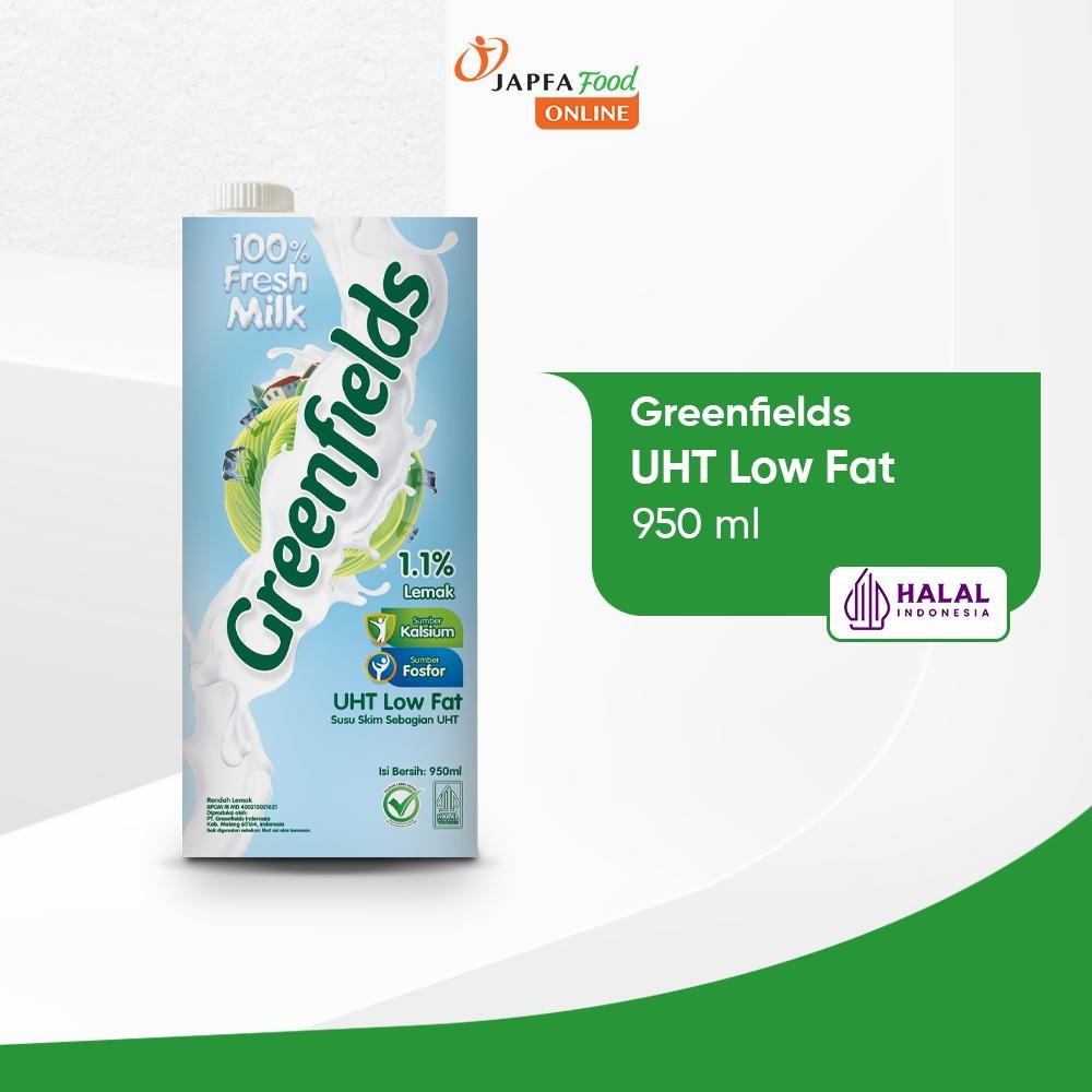 

Greenfields Susu UHT Low Fat / Rendah Lemak 950ml - 100% Fresh Milk dari Greenfields Farm