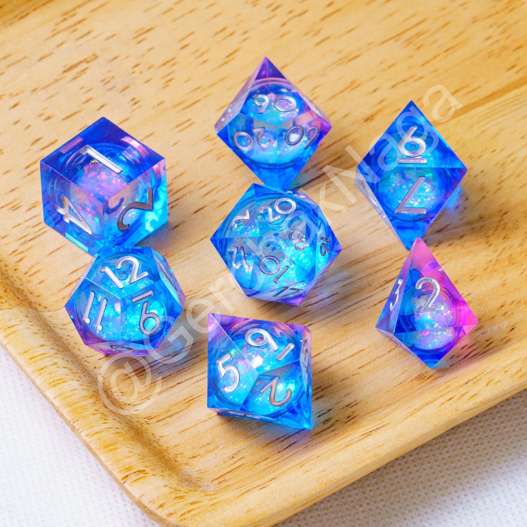 [Ready] Premium High Quality Resin Dice Dadu Dungeon Dragon DND Liquid Core - Liquid Dream Tide