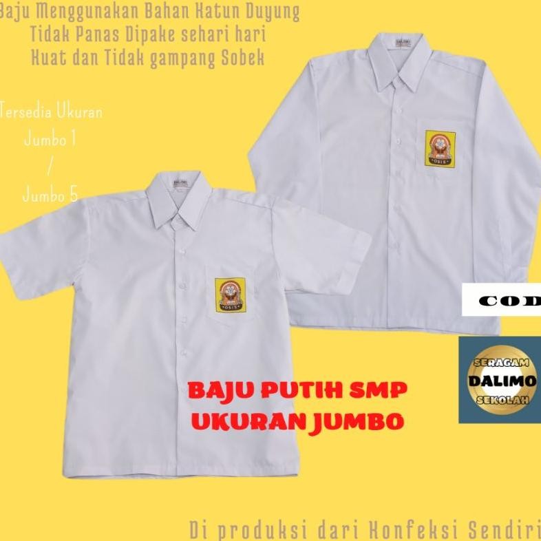 ''Terlaris" Baju Putih Smp Pendek Dan Panjang Ukuran Jumbo Seragam Dalimo Baju Smp Pendek Jumbo Baju