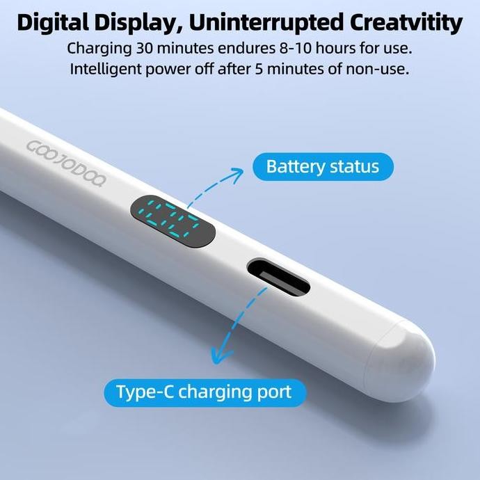 GOOJODOQ GD04 UNIVERSAL CAPACITIVE STYLUS PEN W/ LED DISPLAY & MAGNETIC ATTACHMENT FOR IPAD & ANDROI