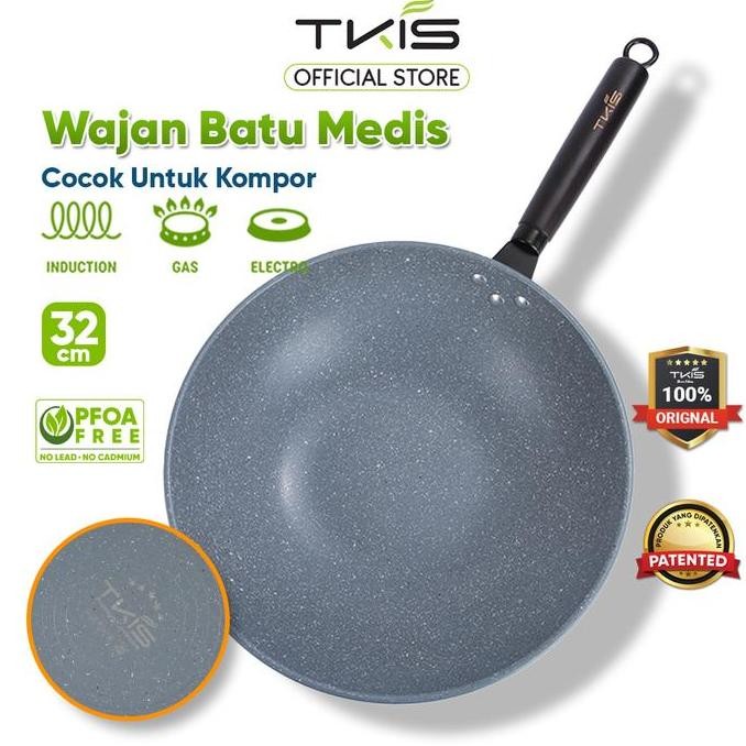 TERLARIS - TKIS Wajan Vulcan Grey 32 cm Wajan Batu Medis Wajan Anti Lengket
