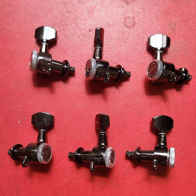 LOCKING DRYER 3R + 3L COSMO BLACK .GOTOH JAPAN MG-T. MAGNUM LOCK . TUNERS UNTUK GITAR LISTRIK ORIGIN