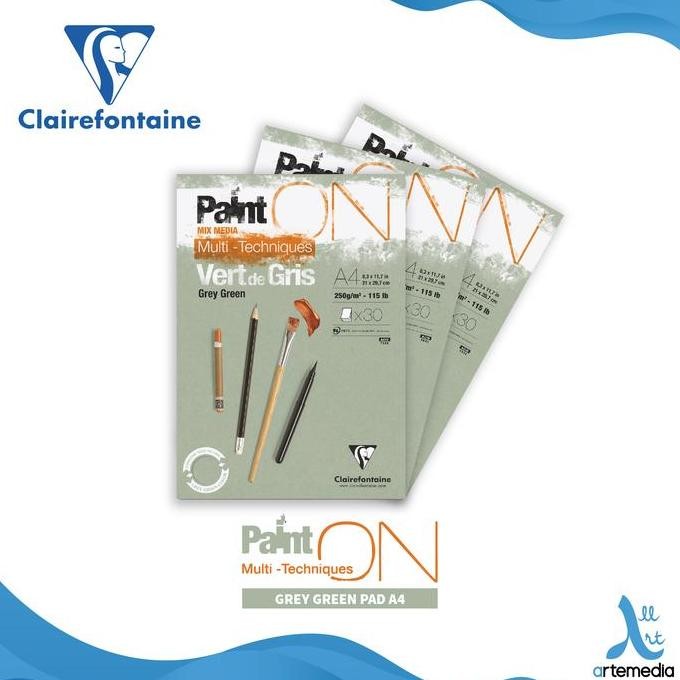

TERLARIS - Kertas Gambar Clairefontaine Paint On A4 Grey Green Multi Techniques