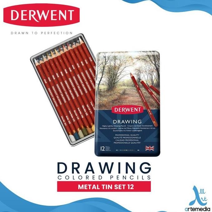 

TERBARU - Pensil Warna Derwent Drawing 12 Pencil Color Metal Tin Set