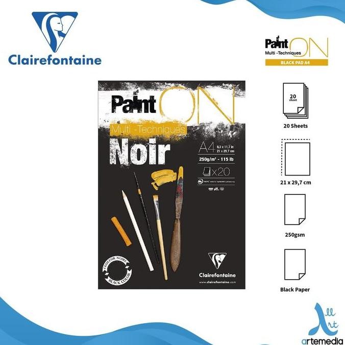 

Buku Sketsa Clairefontaine Paint On A4 Black Paper Multi Technique Pad