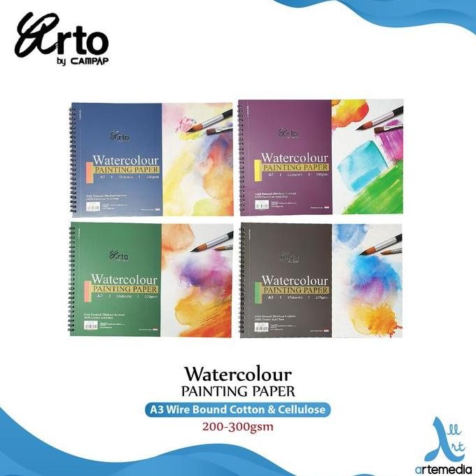 

NEW Arto A3 Cellulose Watercolor Wire-O Book