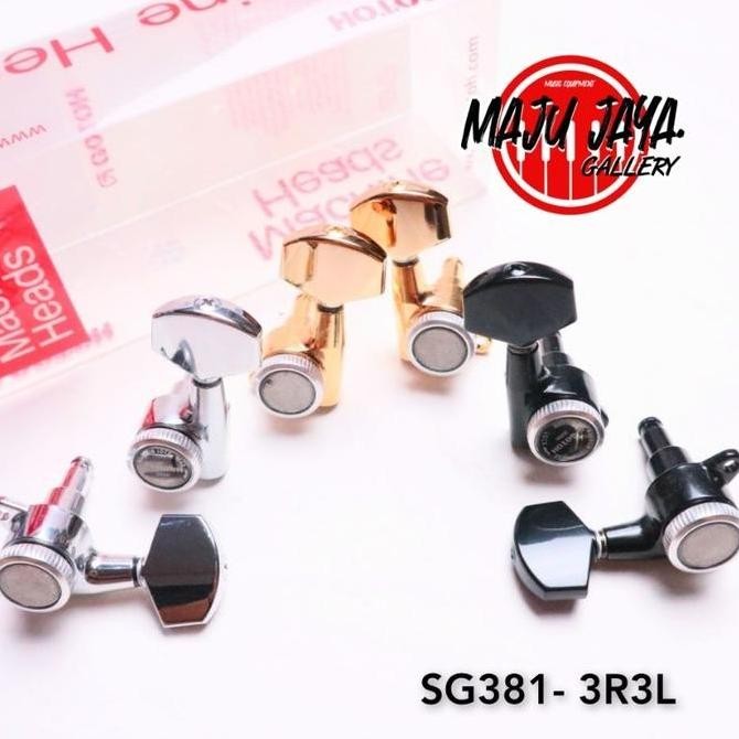 DRYER GITAR ELEKTRIK GOTOH LOCKING TUNER SG381 MGT 3R 3L GOLD HITAM OR CHROME ORIGINAL DAN TERPERCAY