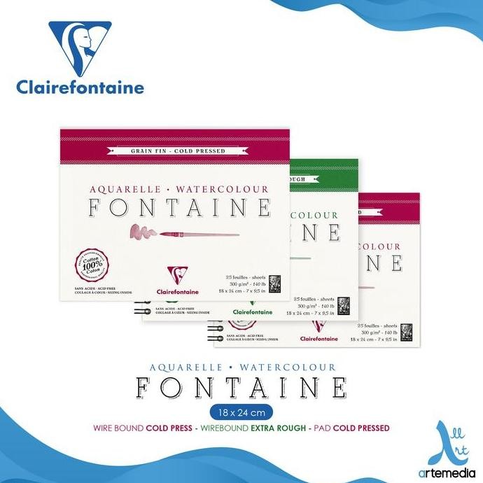 

TERMURAH - Kertas Cat Air Clairefontaine Fontaine 18x24cm Watercolor Paper