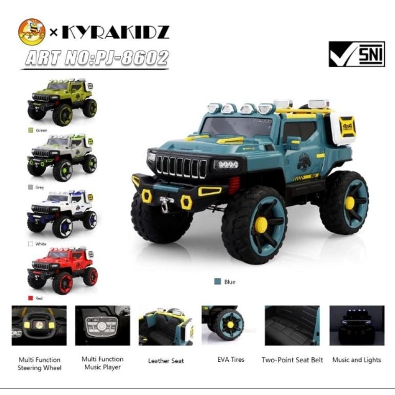 PROMO (FREE  KARPET) MAINAN MOBIL AKI ANAK JEEP  KYRAKIDZ PJ8602 PJ-8602 PJ8605 PJ-8605 PJ8606 PJ-86