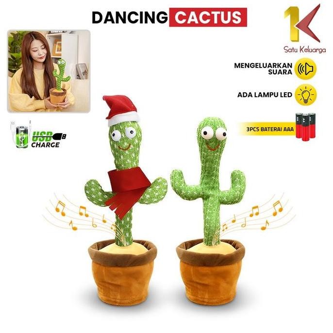 diskon mainan kaktus joget bisa ngomong & lampu boneka musik lucu sk m179 edukasi anak