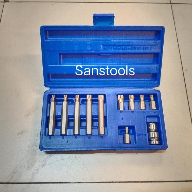 Spline bit socket set 11pcs / mata kunci sock bit segi 12 TAIWAN 1/2"