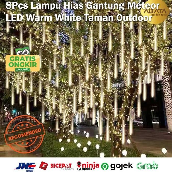 Sale 8Pcs Lampu Hias Gantung Meteor Waterproof Lampu Natal Outdoor Waterproof Lampu Led Warm White L