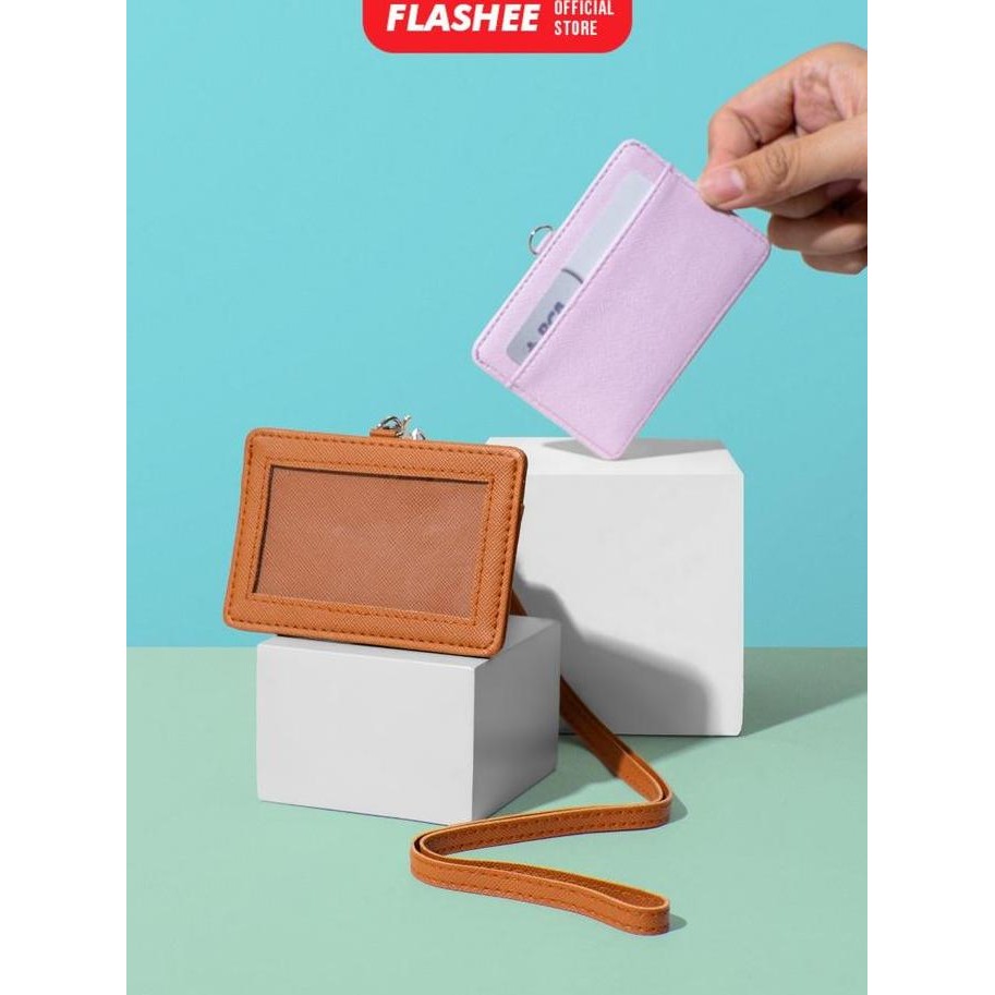 

New Name Tag Horizontal Kulit Lanyard Landscape PU Leather ID Card Holder