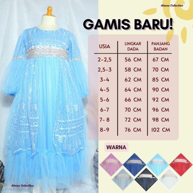 Kif Gamis Pesta Anak Perempuan Usia 2-10 Tahun/Gaun Pesta Muslim Anak /Baju Gamis Anak Perempuan
