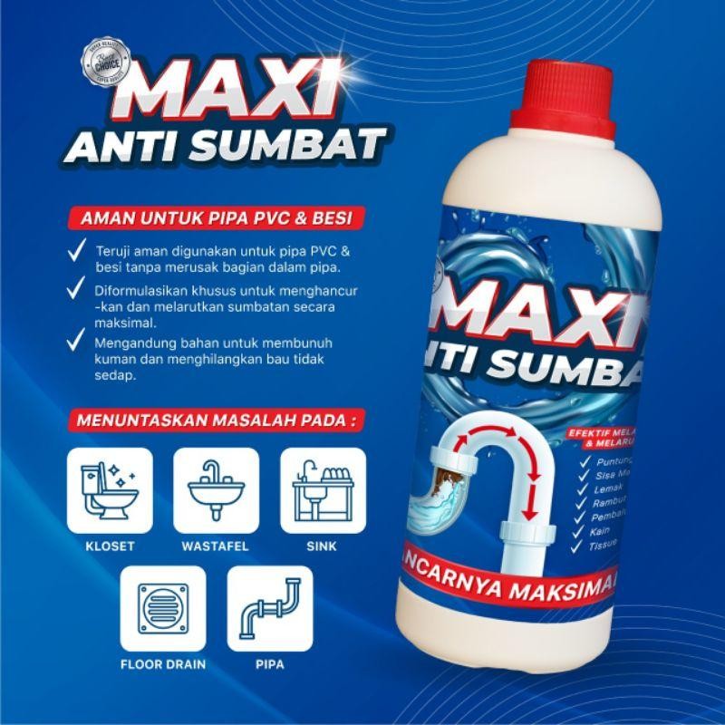 Maxi Anti Sumbat 700 Gr - Cairan Anti Mampet Wc Wastafel Sink Cuci Piring - Pelancar Wc Mampet - Pel