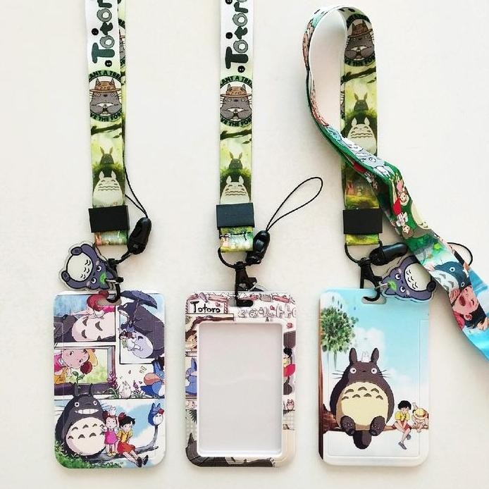 

New Totoro Anime ID Card Holder Lanyard 2 My Neighbor Totoro Name Tag Gantungan Kalung Wadah Kartu Nama