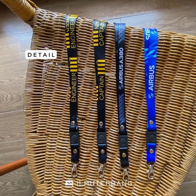 

New Lanyard/ Tali ID AIRBUS A380 Premium 2 Sisi Warna Hitam - New Product