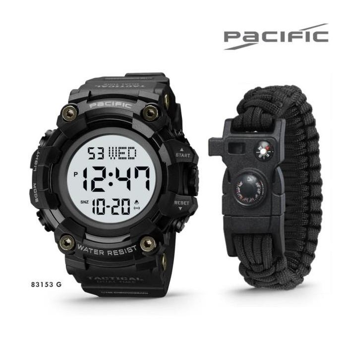 Baru [ ORIGINAL ] Jam Tangan Pria PACIFIC Gelang Paracord Survival Pematik