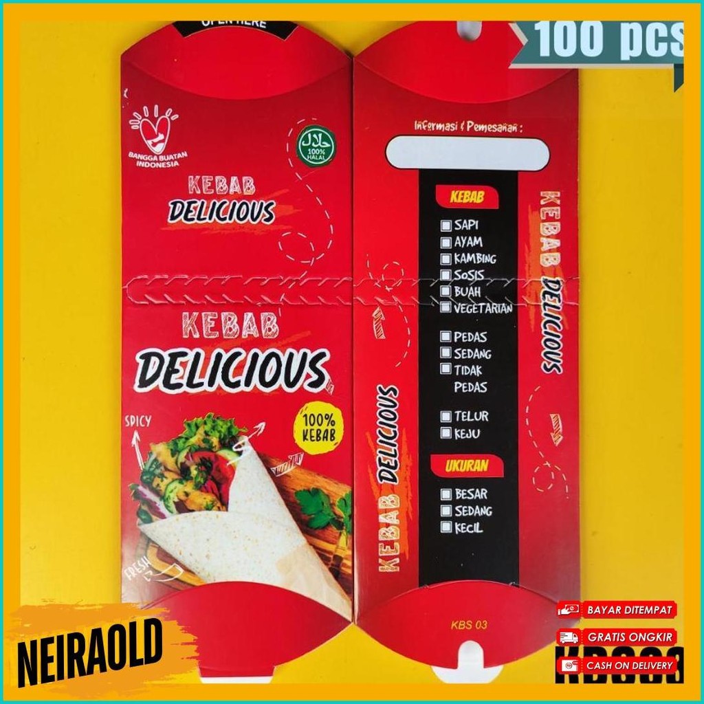 

[Hemat 1Kg] Kemasan Kebab Grosir | Kardus Kebab Murah Diskon Setengah Harga