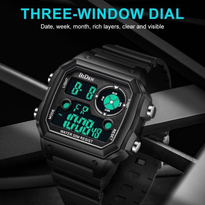 Biden Jam Tangan Digital Pria Square Militer Olahraga Kasual Pria
