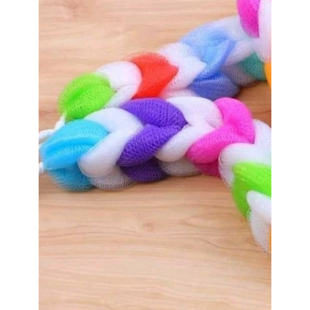 12 pcs Spon Mandi Punggung Kepang Panjang Warna Busa Sabun Cair Gosok Badan Spons Busa Bubble